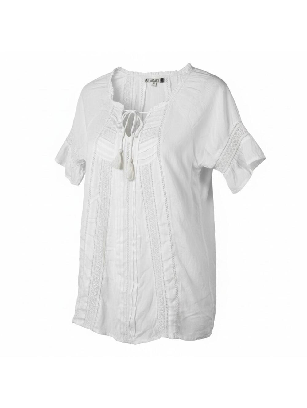 ✨ VINTAGE White LAGACI BOHO PEASANT TUNIC / LACE TOP Lace S